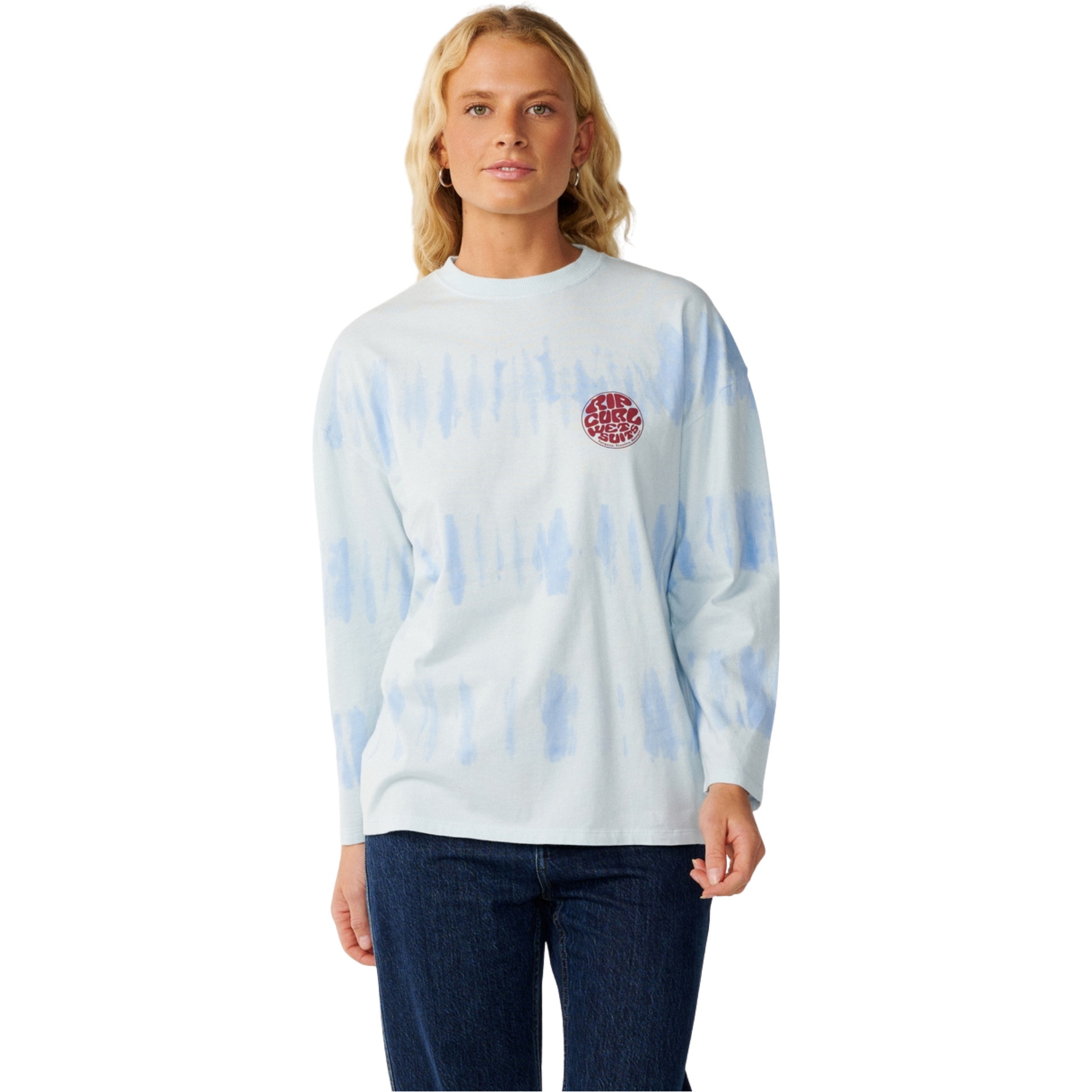 2026 Rip Curl Womens Stephanie Gilmore Tie Dye Long Sleeve T-Shirt 0QCWTE - Sky Blue